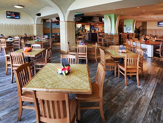 Tiki Bar interior with tables and chairs